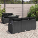 Havesofa Sæt med pude med pude 6 pcs Sort Poly Rattan