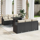 Havesofa Sæt med pude med opbevaring 7 pcs Sort Poly Rattan