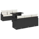 Havesofa Sæt med pude med opbevaring 7 pcs Sort Poly Rattan