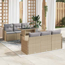 Havesofa Sæt med pude med opbevaring 7 pcs Beige Poly Rattan