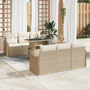 Havesofa Sæt med pude med opbevaring 7 pcs Beige Poly Rattan