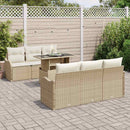 Havesofa Sæt med pude med opbevaring 7 pcs Beige Poly Rattan