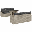 Havesofa Sæt med pude med opbevaring 7 pcs Lysegrå Poly Rattan