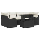 Havesofa Sæt med pude med opbevaring 7 pcs Sort Poly Rattan