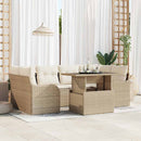Havesofa Sæt med pude med opbevaring 7 pcs Beige Poly Rattan