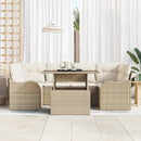 Havesofa Sæt med pude med opbevaring 7 pcs Beige Poly Rattan