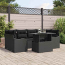 Havesofa Sæt med pude med opbevaring 7 pcs Sort Poly Rattan