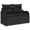 Havesofa Sæt med pude med opbevaring 7 pcs Sort Poly Rattan