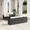 Havesofa Sæt med pude med opbevaring 8 pcs Sort Poly Rattan