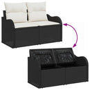 Havesofa Sæt med pude med opbevaring 8 pcs Sort Poly Rattan
