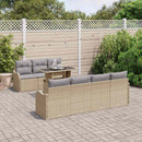 Havesofa Sæt med pude med opbevaring 8 pcs Beige Poly Rattan