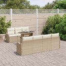 Havesofa Sæt med pude med opbevaring 8 pcs Beige Poly Rattan