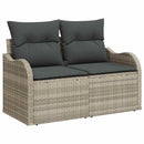 Havesofa Sæt med pude med opbevaring 8 pcs Lysegrå Poly Rattan