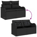 Havesofa Sæt med pude med opbevaring 8 pcs Sort Poly Rattan
