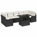 Havesofa Sæt med pude med opbevaring 8 pcs Sort Poly Rattan