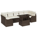 Havesofa Sæt med pude med opbevaring 8 pcs Brun Poly Rattan