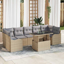 Havesofa Sæt med pude med opbevaring 8 pcs Beige Poly Rattan