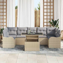 Havesofa Sæt med pude med opbevaring 8 pcs Beige Poly Rattan