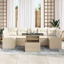 Havesofa Sæt med pude med opbevaring 8 pcs Beige Poly Rattan