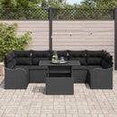 Havesofa Sæt med pude med opbevaring 8 pcs Sort Poly Rattan