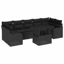 Havesofa Sæt med pude med opbevaring 8 pcs Sort Poly Rattan