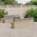 Havesofa Sæt med pude med opbevaring 9 pcs Beige Poly Rattan