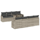Havesofa Sæt med pude med opbevaring 9 pcs Lysegrå Poly Rattan
