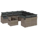 Havesofa Sæt med pude med pude 9 pcs Grå Polyrattan