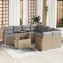 Havesofa Sæt med pude med pude 9 pcs Beige Polyrattan