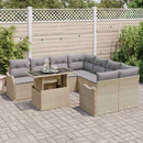 Havesofa Sæt med pude med pude 9 pcs Beige Polyrattan