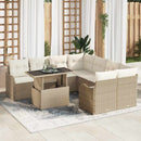 Havesofa Sæt med pude med pude 9 pcs Beige Polyrattan