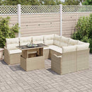 Havesofa Sæt med pude med pude 9 pcs Beige Polyrattan