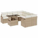 Havesofa Sæt med pude med pude 9 pcs Beige Polyrattan