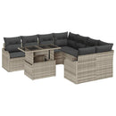 Havesofa Sæt med pude med pude 9 pcs Lysegrå Polyrattan