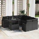 Havesofa Sæt med pude med pude 9 pcs Sort Polyrattan