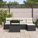 Havesofa Sæt med pude 6 pcs Sort Polyrattan
