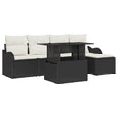 Havesofa Sæt med pude 6 pcs Sort Polyrattan