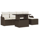 Havesofa Sæt med pude 6 pcs Brun Polyrattan
