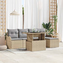 Havesofa Sæt med pude 6 pcs Beige Polyrattan
