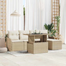 Havesofa Sæt med pude 6 pcs Beige Polyrattan