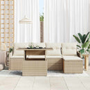 Havesofa Sæt med pude 6 pcs Beige Polyrattan