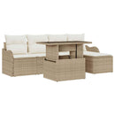 Havesofa Sæt med pude 6 pcs Beige Polyrattan