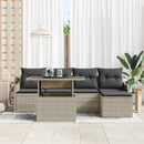 Havesofa Sæt med pude 6 pcs Lysegrå Polyrattan