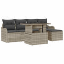 Havesofa Sæt 6 stk. Lysegrå [Syntetisk]: Polyrattan
