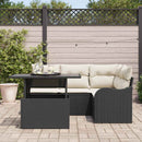 Havesofa Sæt med pude med pude 5 pcs Sort Poly Rattan