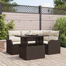 Havesofa Sæt med pude med pude 5 pcs Brun Poly Rattan