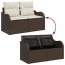 Havesofa Sæt med pude med pude 5 pcs Brun Poly Rattan