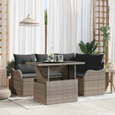 Havesofa Sæt med pude med pude 5 pcs Grå Poly Rattan