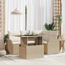 Havesofa Sæt med pude med pude 5 pcs Beige Poly Rattan