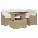 Havesofa Sæt med pude med pude 5 pcs Beige Poly Rattan